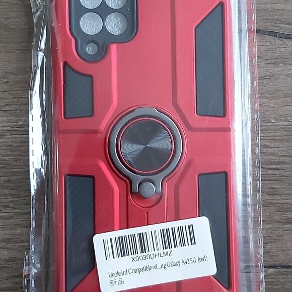 SAMSUNG Galaxy A42 5G Red/Black Phone Case With Loop Ring/Stand - Picture 3 of 3